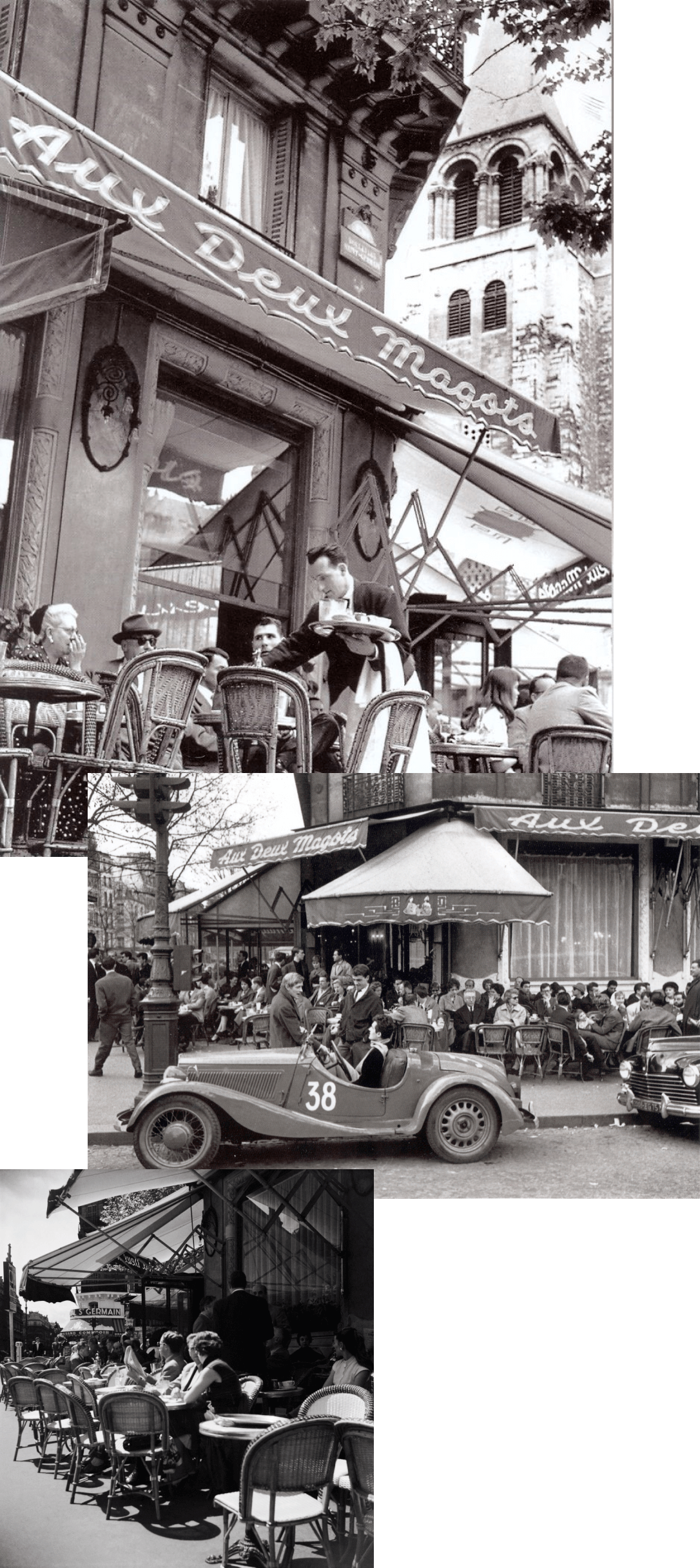 Fotos históricas do Les Deux Magots Paris